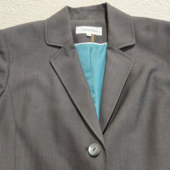 Calvin Klein Dark Gray 2 button Blazer Jacket Size 8 Officecore Corpcore - Picture 2 of 13